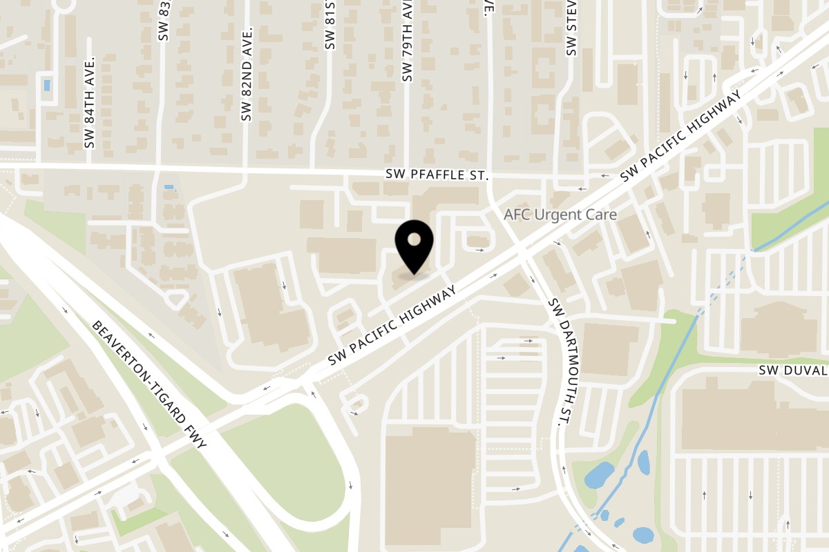 Map showing the location of Tong Thai on 11705 SW Pacific Hwy Ste C in Tigard